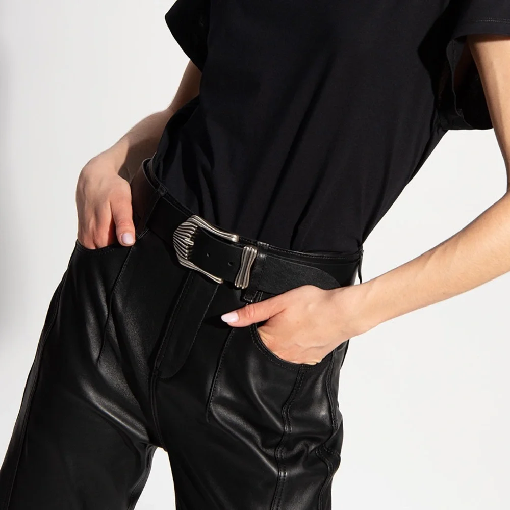 IRO Paris Hecate white silver buckle Italian leather belt